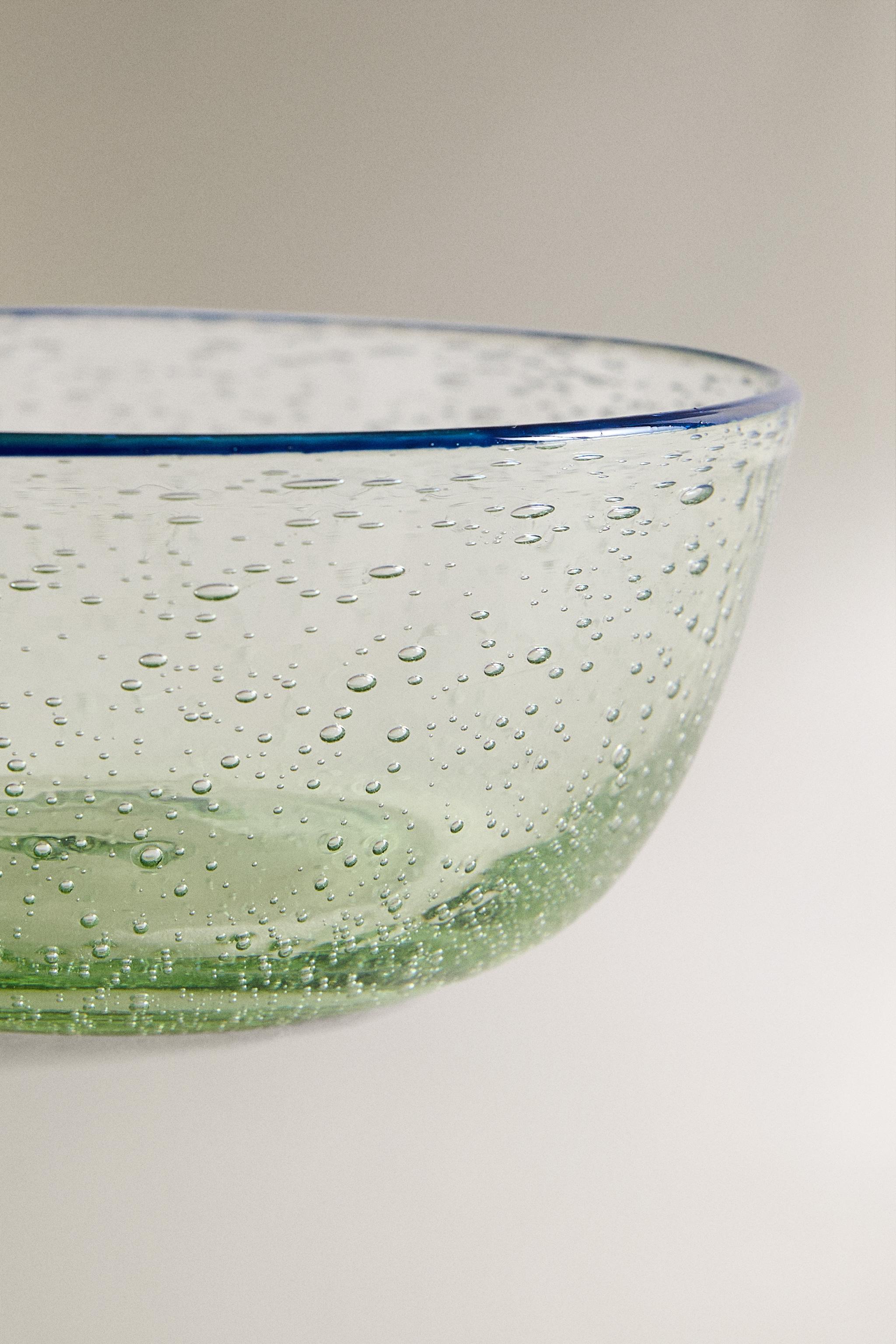 BUBBLE GLASS BOWL WITH RIM